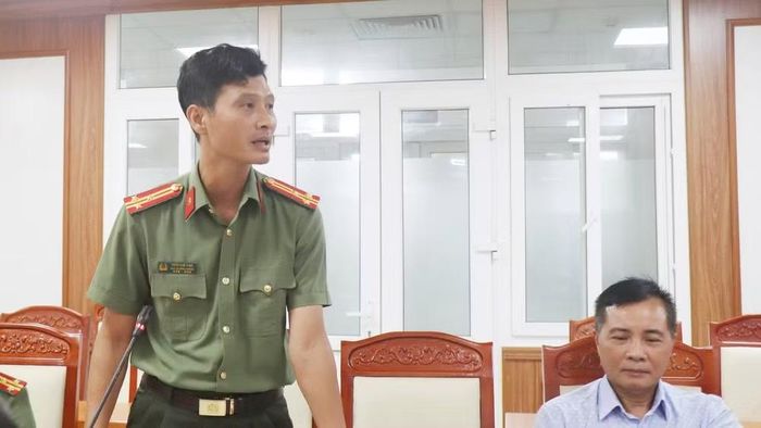 Đại diện Công an tỉnh phát biểu. (Ảnh: A.T)