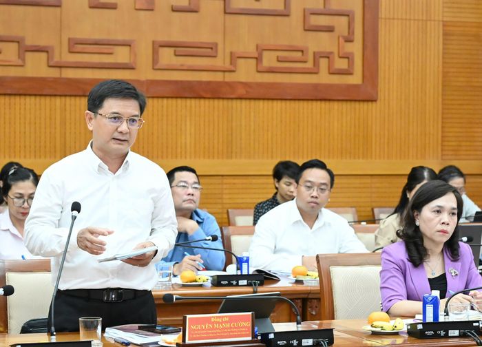Đồng chí Nguyễn Mạnh Cường phát biểu tại buổi giám sát. Ảnh: VIỆT DŨNG