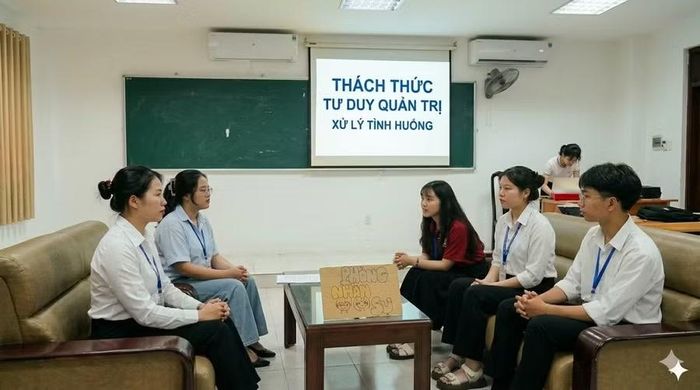 Một nội dung trong cuộc thi Thử thách tư duy quản trị của sinh viên Trường Cao đẳng Thương mại.