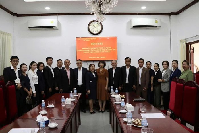 Các đại biểu tham dự Hội nghị Quán triệt Nghị quyết số 23-NQ/TW. (Nguồn: Tổng Lãnh sự quán Việt Nam tại Pakse)