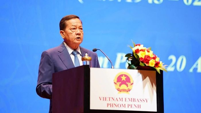 Phó Thủ tướng Campuchia Neth Savoune phát biểu. (Nguồn: Đại sứ quán Việt Nam tại Campuchia)
