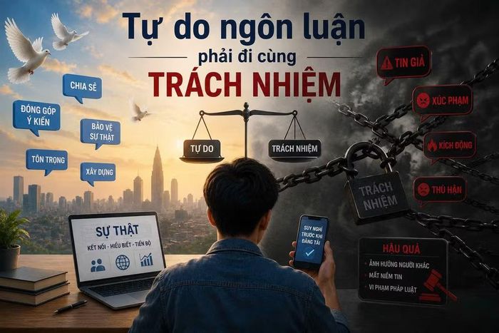 Bảo vệ quyền tự do ngôn luận không đồng nghĩa với việc người dùng có thể tùy tiện đăng tải mọi nội dung. Ảnh: AI