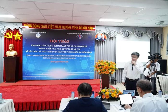 TS. Trần Quốc Cường, Vụ trưởng Vụ Khoa học Xã hội và Tự nhiên (Bộ Khoa học và Công nghệ) phát biểu tại hội thảo - Ảnh: Bộ Khoa học và Công nghệ.