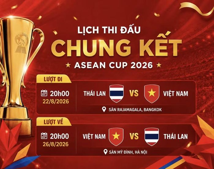 Lịch thi đấu chung kết của tuyển Việt Nam tại ASEAN Cup 2026. Ảnh: chụp màn hình