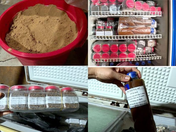 Các loại thuốc do vợ chồng Mạnh tự chế bị Cơ quan Công an thu giữ.