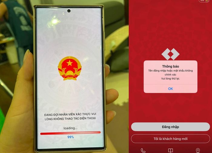 Sau khi tải ứng dụng giả mạo, đối tượng chiếm quyền điều khiển điện thoại và chính chủ không thể đăng nhập tài khoản ngân hàng. Ảnh: NVCC