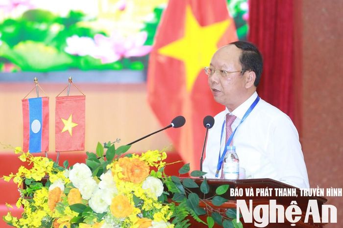 Đồng chí Bùi Thanh An - Ủy viên Ban Thường vụ Tỉnh ủy, Phó Chủ tịch Thường trực UBND tỉnh Nghệ An phát biểu tại hội nghị. Ảnh: Trọng Tuấn