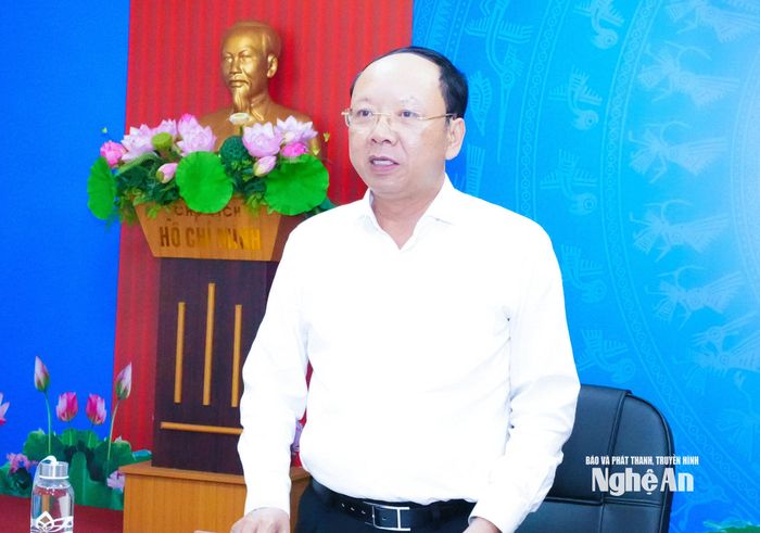 Đồng chí Bùi Thanh An - Ủy viên Ban Thường vụ Tỉnh ủy, Phó Chủ tịch Thường trực UBND tỉnh kết luận tại cuộc làm việc. Ảnh: Mai Hoa