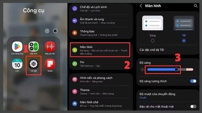 Thiết lập độ sáng màn hình ở mức vừa phải