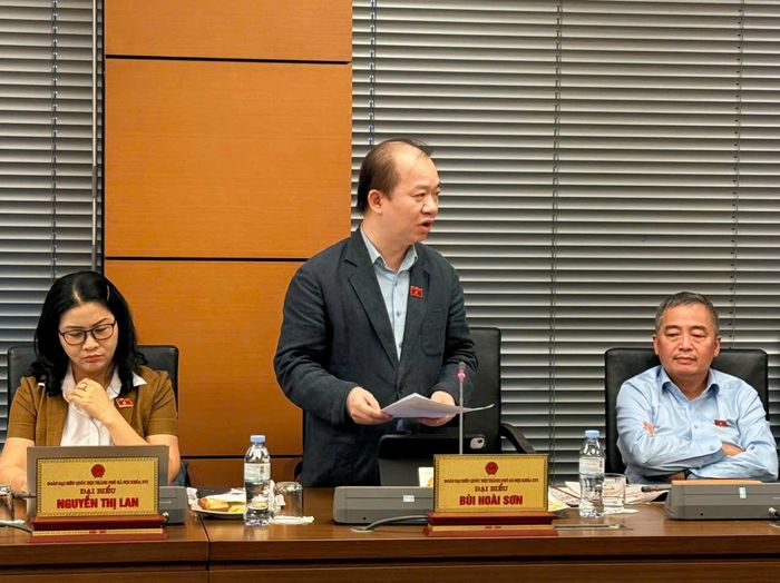 PGS.TS Bùi Hoài Sơn, Ủy viên hoạt động chuyên trách Ủy ban Văn hóa và Xã hội của Quốc hội, ĐBQH TP Hà Nội phát biểu.