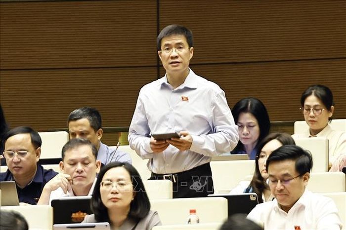 Đại biểu Quốc hội tỉnh Nghệ An Hoàng Minh Hiếu phát biểu.