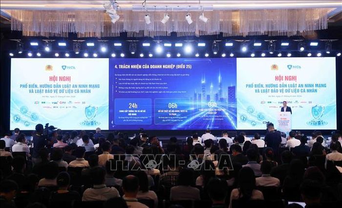 Hội nghị phổ biến, hướng dẫn Luật An ninh mạng và Luật bảo vệ dữ liệu cá nhân. Ảnh: Phạm Kiên/TTXVN