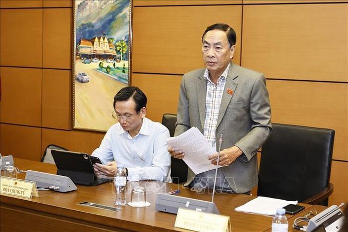 Đại biểu Quốc hội tỉnh Đồng Tháp Phạm Văn Hoà phát biểu. Ảnh: Doãn Tấn/TTXVN