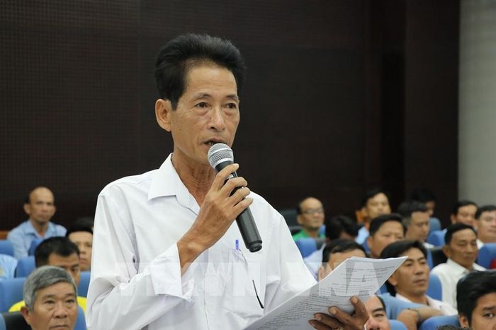Hội viên Hội Nông dân ở các địa phương nêu ý kiến đóng góp tại Hội nghị đối thoại với lãnh đạo thành phố Đà Nẵng. Ảnh: Khoa Chương - TTXVN