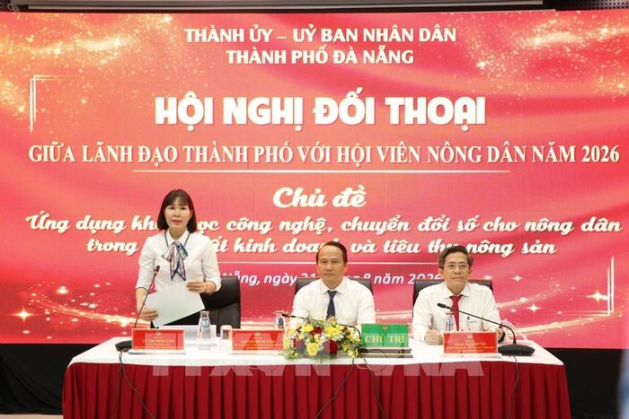 Hội nghị đối thoại giữa lãnh đạo thành phố Đà Nẵng và hội viên nông dân năm 2026. Ảnh: Khoa Chương - TTXVN