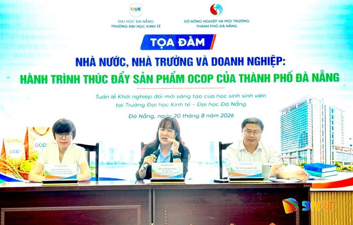 Tọa đàm "Nhà trường, nhà nước và doanh nghiệp - hành trình thúc đẩy sản phẩm OCOP" tổ chức ngày 20/8/2026. Ảnh: PHAN VINH
