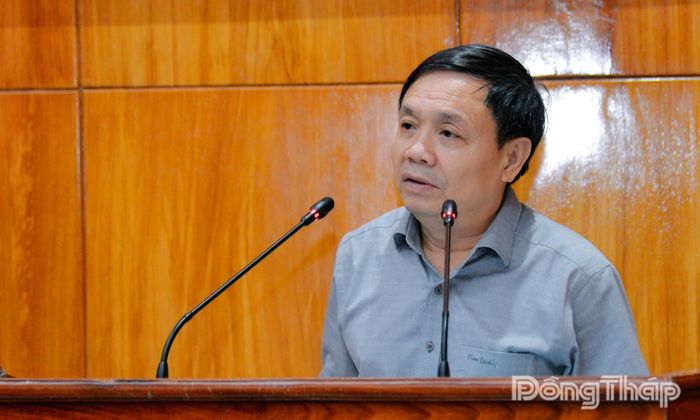 Đồng chí Phan Văn Thắng phát biểu tại hội nghị.