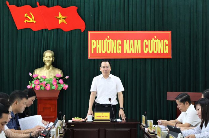 Đồng chí Dương Đức Huy - Trưởng Ban Tuyên giáo và Dân vận Tỉnh ủy phát biểu kết luận tại buổi kiểm tra.