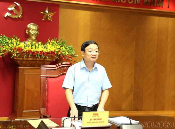 Đồng chí Lã Tiến Ngọc - Trưởng Tổ công tác phát biểu kết luận buổi làm việc.