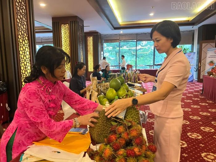 Các sản phẩm nông, lâm sản được trưng bày, giới thiệu tại hội nghị.