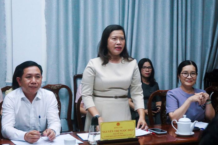 Đồng chí Nguyễn Thị Ngọc Điệp, Phó Chủ tịch UBND thành phố Cần Thơ phát biểu tại buổi làm việc