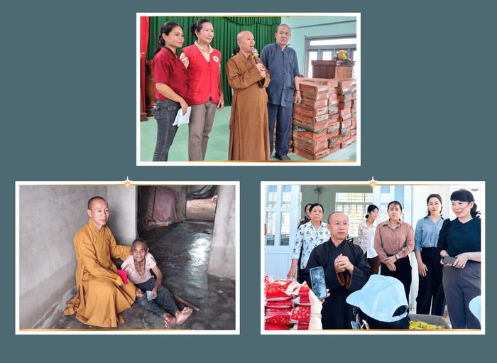 Đại đức Thích Nhuận Sanh, Trụ trì Thiền viện Bồ Đề phối hợp tặng quà cho các trường hợp có hoàn cảnh khó khăn