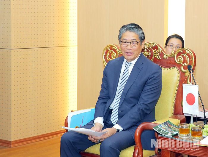 Ngài Ito Naoki, Đại sứ đặc mệnh toàn quyền Nhật Bản tại Việt Nam phát biểu tại buổi tiếp.