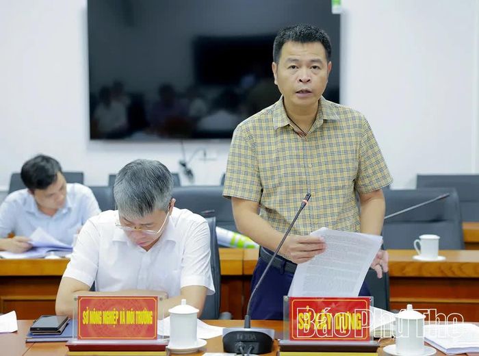 Lãnh đạo Sở Xây dựng báo cáo một số nội dung tại hội nghị.
