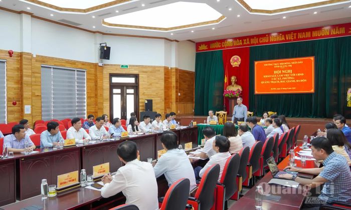 Đồng chí Nguyễn Đăng Quang, Phó Bí thư Tỉnh ủy, Chủ tịch HĐND tỉnh phát biểu kết luận tại buổi làm việc - Ảnh: N.H