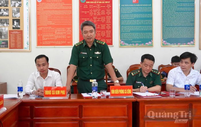 Đại diện lãnh đạo Đồn Biên phòng Cà Xèng phát biểu tại buổi làm việc - Ảnh: H.N