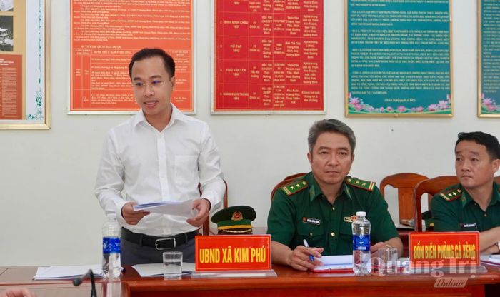 Đại diện lãnh đạo xã Kim Phú phát biểu tại buổi làm việc - Ảnh: H.N