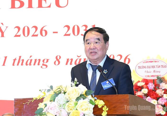 PGS.TS Trần Quang Quý, Chủ tịch Hội Cựu giáo chức Việt Nam phát biểu tại đại hội.