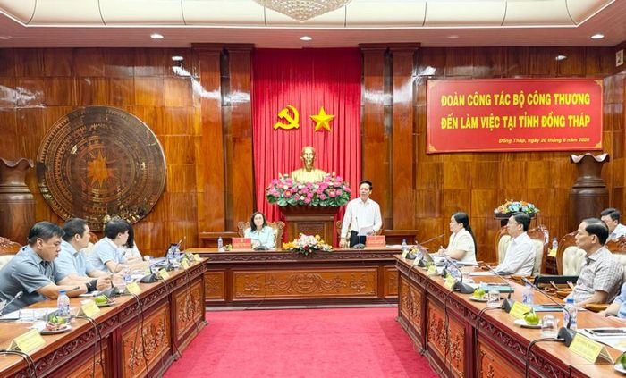 Phó Chủ tịch UBND tỉnh Đồng Tháp Nguyễn Thành Diệu phát biểu tại buổi làm việc