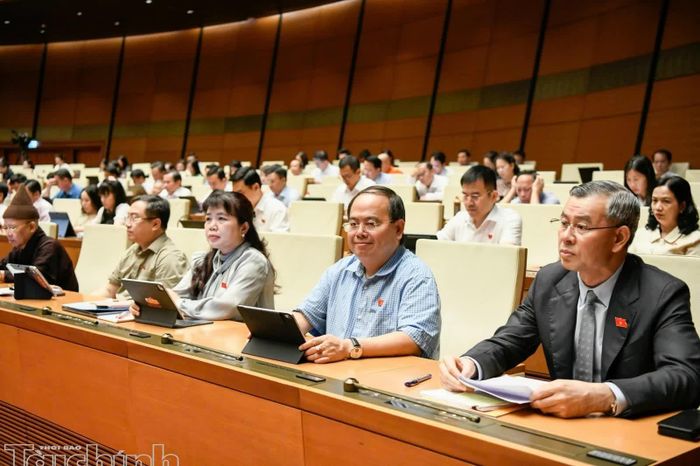 Bộ trưởng Bộ Tài chính Ngô Văn Tuấn, Bí thư tỉnh uỷ Quảng Ninh Quản Minh Cường và các đại biểu tham dự phiên họp. Ảnh: Đức Thanh.