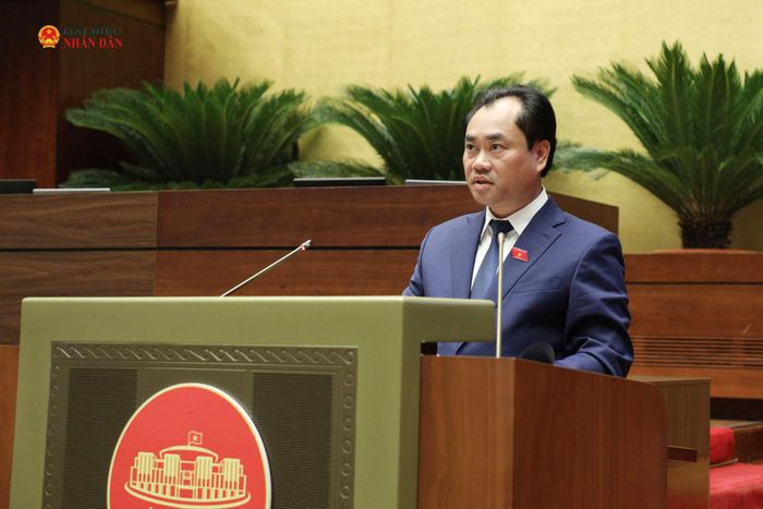 Bộ trưởng Bộ Nông nghiệp và Môi trường Trịnh Việt Hùng phát biểu giải trình, làm rõ một số vấn đề đại biểu Quốc hội nêu. Ảnh Khánh Duy