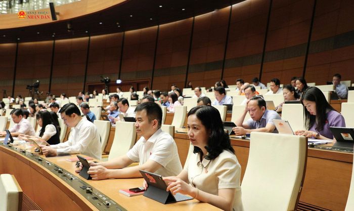 Các đại biểu tham gia phiên họp tại hội trường. Ảnh: Khánh Duy