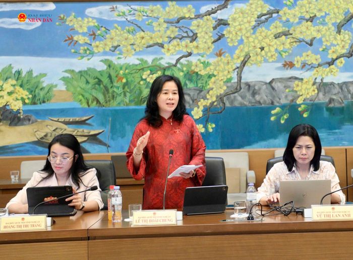 ĐBQH Lê Thị Hoài Chung phát biểu tại phiên thảo luận Tổ. Ảnh: Khánh Duy