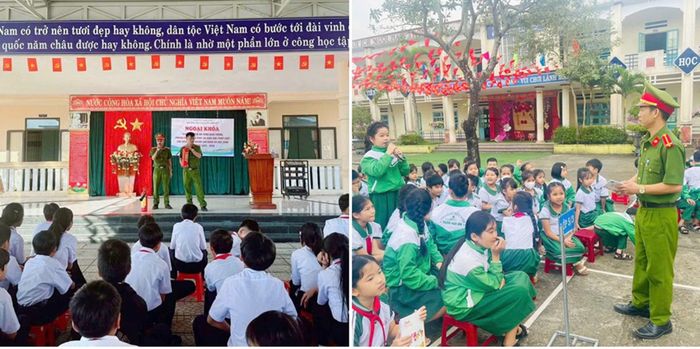Công an xã Tam Anh đẩy mạnh tuyên truyền pháp luật trong học đường.