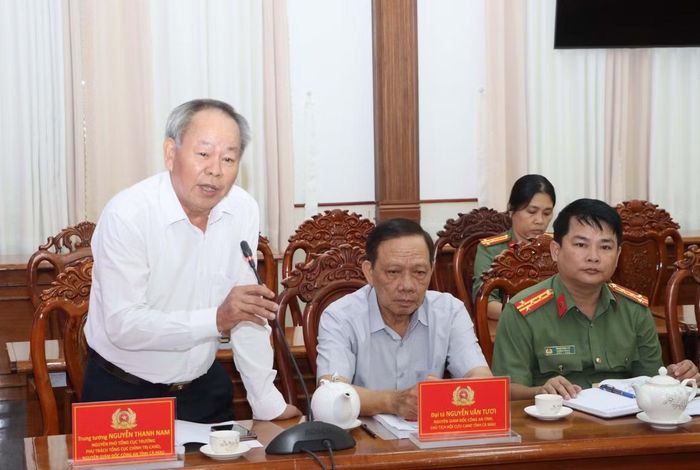 Trung tướng Nguyễn Thanh Nam, Nguyên Phó Tổng Cục trưởng, Phụ trách Tổng Cục Chính trị CAND, Bộ Công an phát biểu tại Hội thảo.