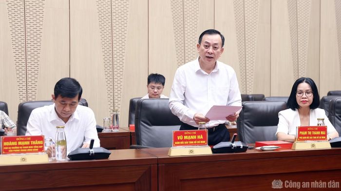 Đồng chí Vũ Mạnh Hà, Giám đốc Bảo tàng Hồ Chí Minh thay mặt các đơn vị gửi lời cám ơn chân thành tới Đảng ủy Công an Trung ương, Bộ Công an.