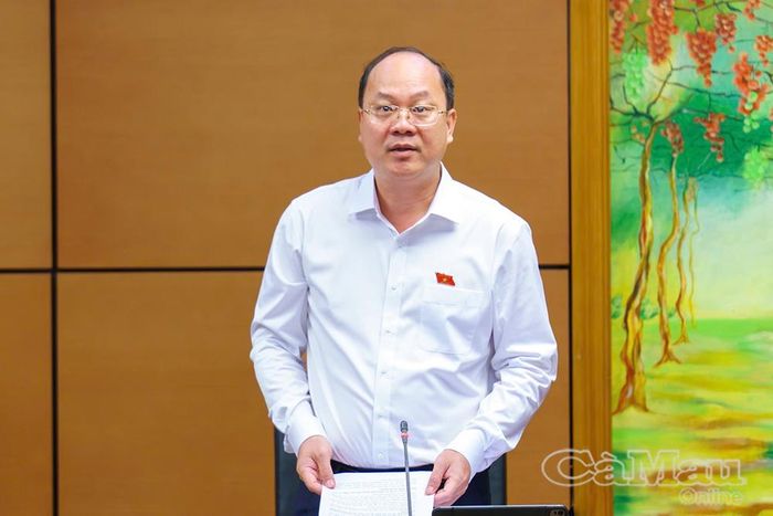 Đồng chí Nguyễn Hồ Hải, Uỷ viên Ban Chấp hành Trung ương Đảng, Bí thư Tỉnh uỷ Cà Mau, Trưởng Đoàn ĐBQH tỉnh Cà Mau, điều hành phiên thảo luận Tổ 8.