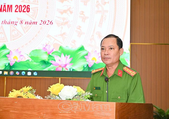 Đại tá Trần Văn Thi, Phó Giám đốc Công an tỉnh, Trưởng Ban tổ chức hội thi nhấn mạnh ý nghĩa, tầm quan trọng của sự kiện.