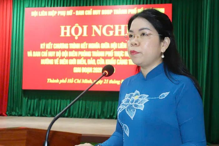 Chủ tịch Hội LHPN TPHCM Nguyễn Thị Ngọc Xuân phát biểu