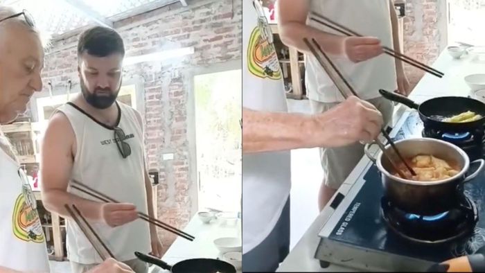 Dân mạng bảo đánh giá tay nghề này chắc về nước mở được dịch vụ nấu cỗ. (Ảnh chụp màn hình)