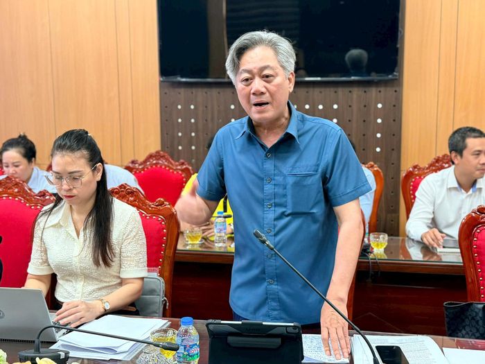 Phó Giám đốc Sở Khoa học và Công nghệ Hà Nội Nguyễn Tiến Sỹ tại buổi làm việc. Ảnh: Thanh Hà