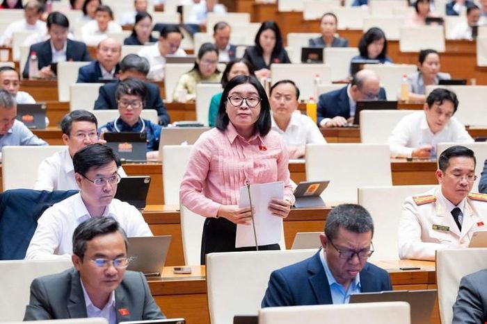 Đại biểu Phan Thị Thúy Linh (Đoàn thành phố Hồ Chí Minh) phát biểu thảo luận. Ảnh: Quochoi.vn