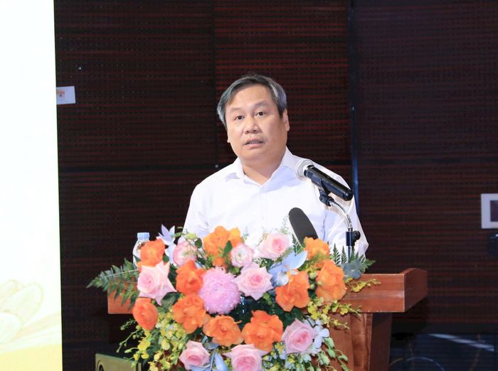 Phó Bí thư Thành ủy, Chủ tịch UBND thành phố Hà Nội Vũ Đại Thắng phát biểu tại buổi làm việc. Ảnh Quang Thái