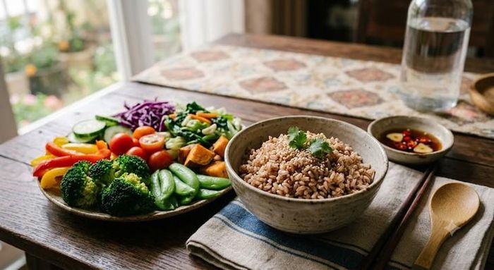 Gạo lứt có cấu trúc dinh dưỡng có lợi cho người bệnh đái tháo đường. Ảnh minh họa AI