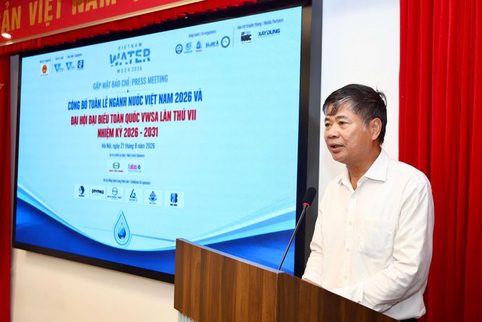 Chủ tịch Hội Cấp Thoát nước Việt Nam Nguyễn Ngọc Điệp cho biết: "Vietnam Water Week được tổ chức từ năm 2022 và đến năm 2026 là năm thứ 5 tổ chức, hướng tới trở thành diễn đàn thường niên kết nối chính sách, công nghệ, đầu tư và hợp tác quốc tế trong lĩnh vực cấp thoát nước". (Ảnh Thành Long)