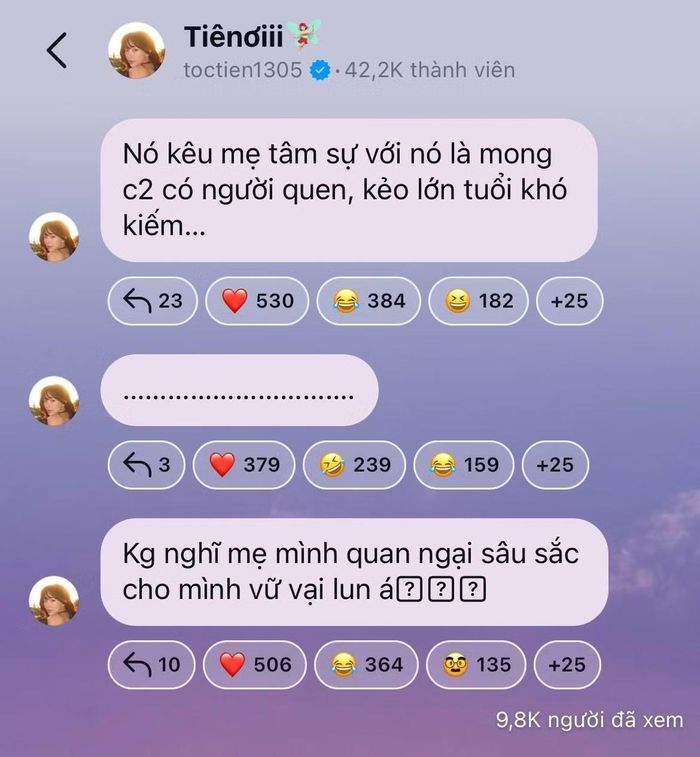 Tóc Tiên kể chuyện được mẹ nhắn nhủ chuyện tình cảm.